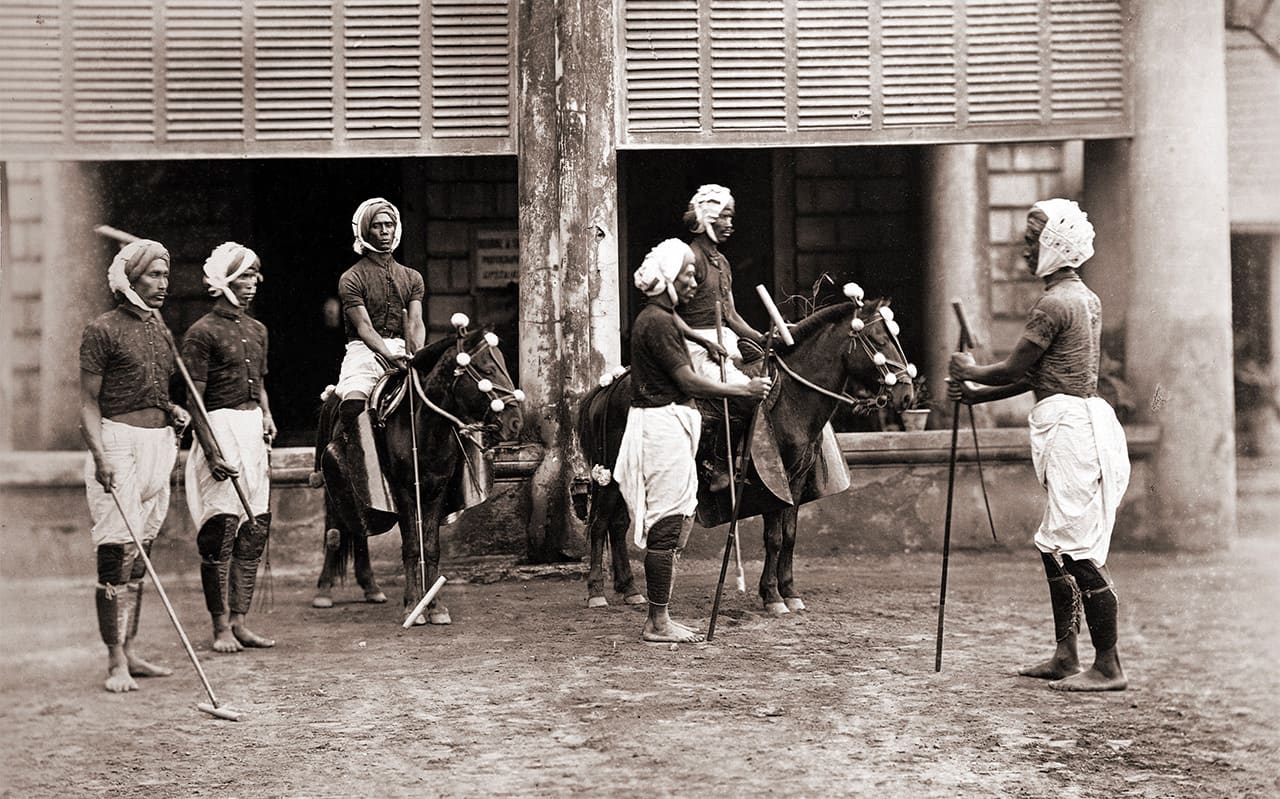 Image of Earliest Polo (pulu) Players in Manipur India, circa 1875